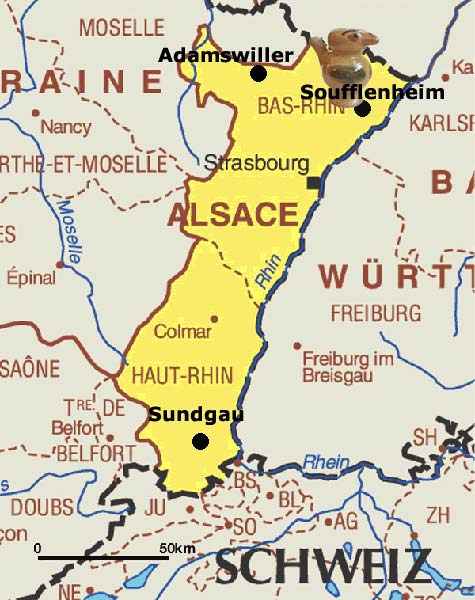 Carte de la région Alsace © commission européenne
