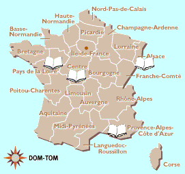 Map of the French administrative districts
